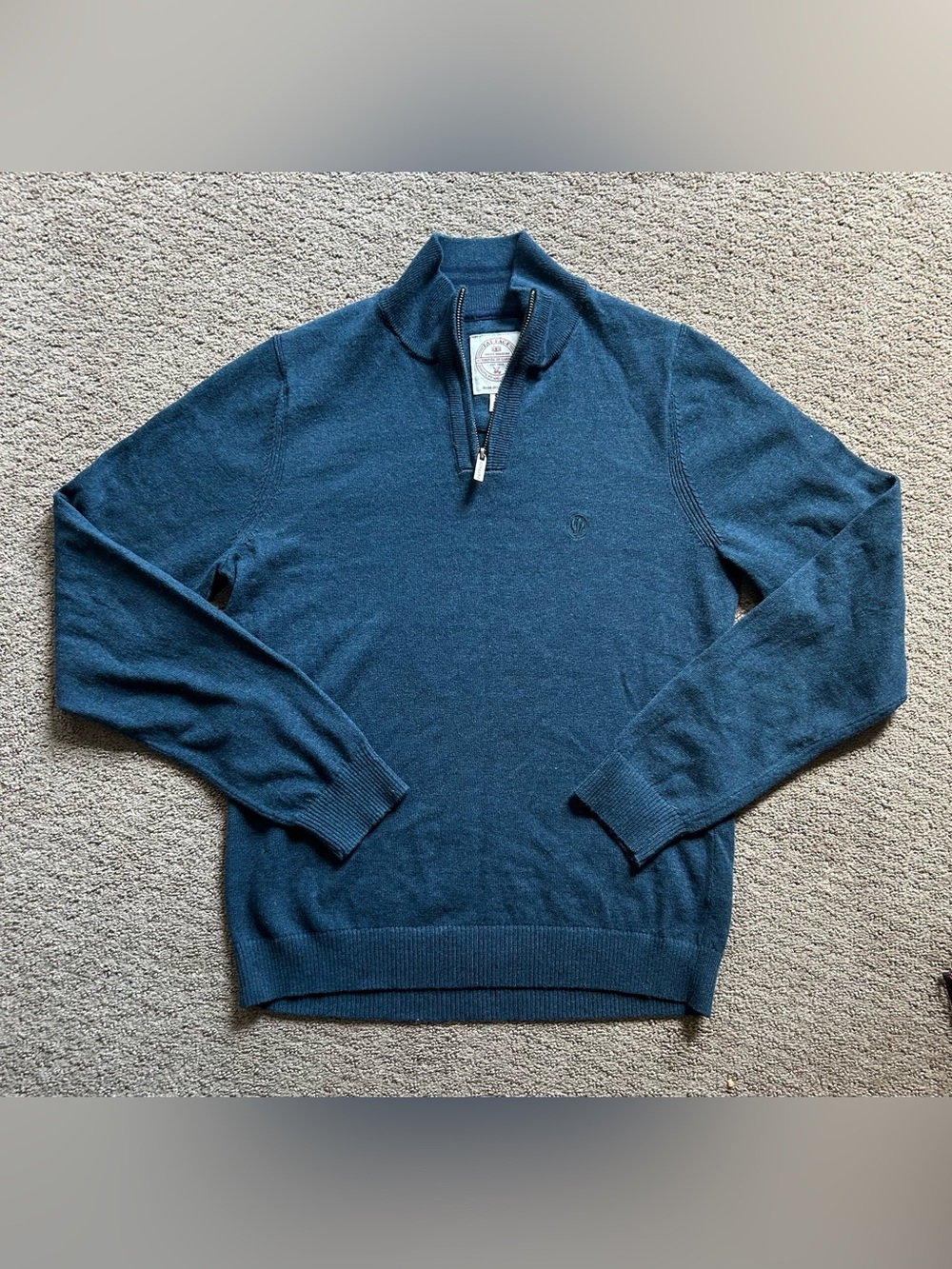 Fat Face S Blue Cottton/Wool 1/4 Zip Pullover Sweater